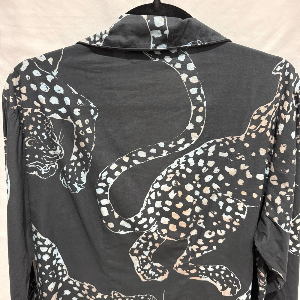 Desmond & Dempsey XXL Cotton Shirt Leopard Print Luxe Pajama Statement Lounge - Picture 11 of 15